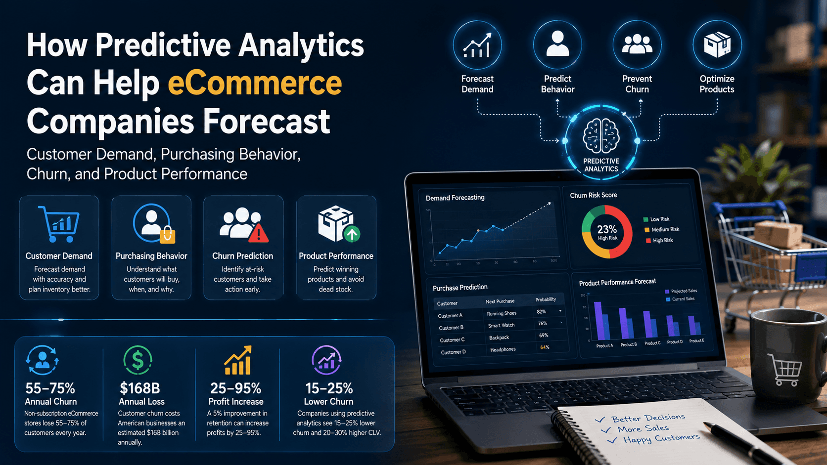 How Predictive Analytics Can Help eCommerce Companies Forecast Customer Demand, Purchasing Behavior, Churn, and Product Performance
